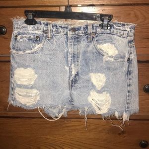 Levi’s distressed high waisted jean shorts